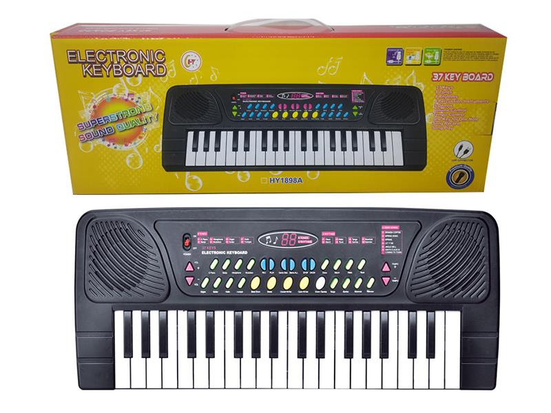 37 Keys Single Speaker Electronic Organ(Black, With Microphone)