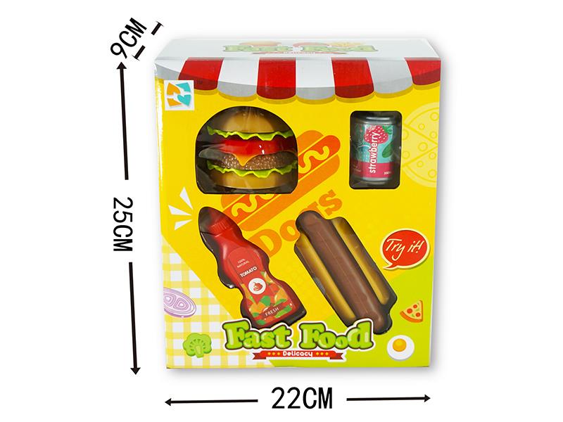 Simulation Hamburger Fruit Drink Ketchup Bottle Hot Dog Set