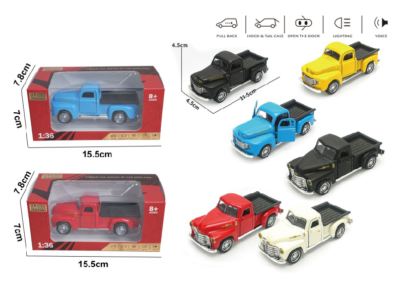 1:36 Bodyweight Alloy Model Retro Pickup Truck Ford/Chevrolet (2 Mixed Models)