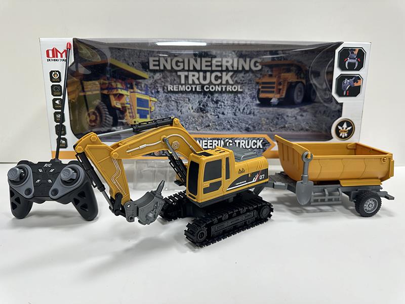 1:22 2.4G 6CH R/C Plastic Crawler-Type Drilling Truck With Lights, Tipping Trailer (Not Included  Batteries)