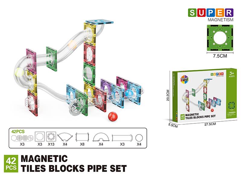 7.5cm Magnetic Tiles Building Blocks Pipe Set - 42pcs