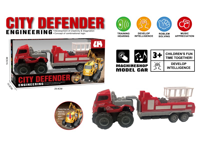 1:16 Friction Firefighting Aerial Ladder Truck(Red) With Sound And Lights