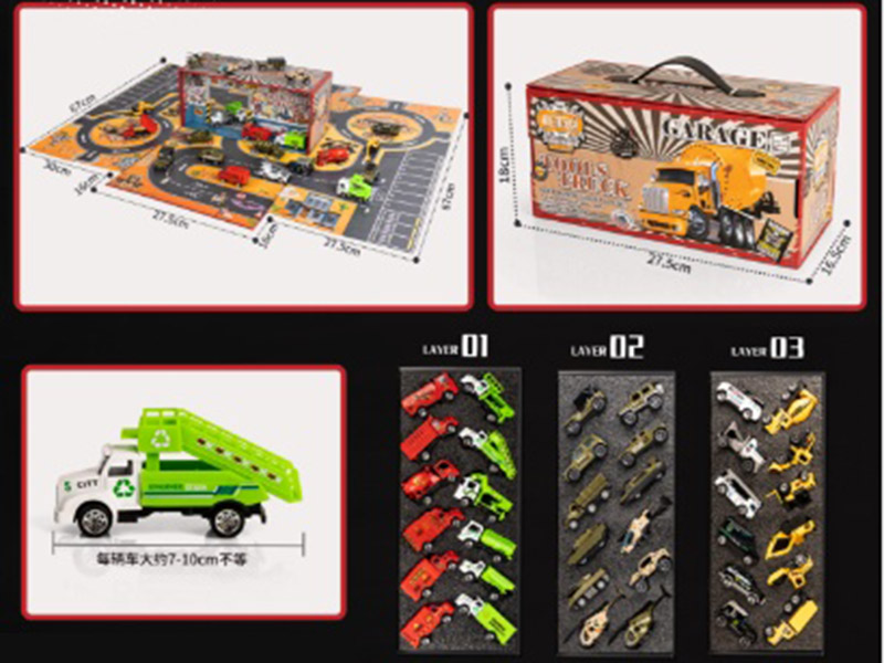 36pcs Alloy Retro Engineering Truck Set