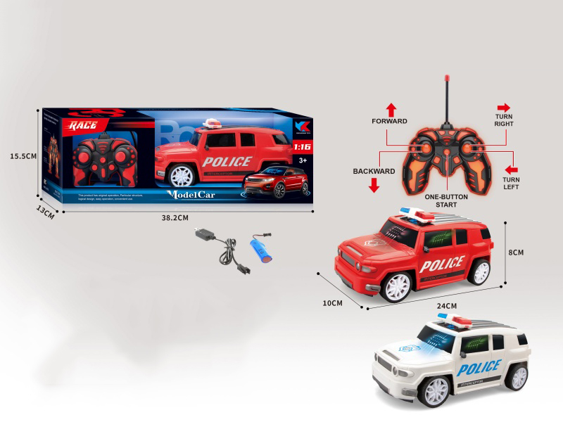 1:16 Toyota Off-Road 5CH Remote Control Police Car Body Without Battery Included: With 3D Light Remote Control And Glow