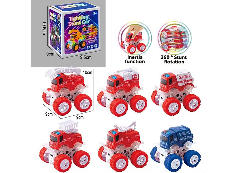 Dual Friction Stunt Off-Road Fire Engine With Lights 1pcs