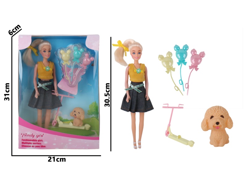 11.5-Inch Injection-Molded Hand-Blown Air Body Fashionable Pet Girl