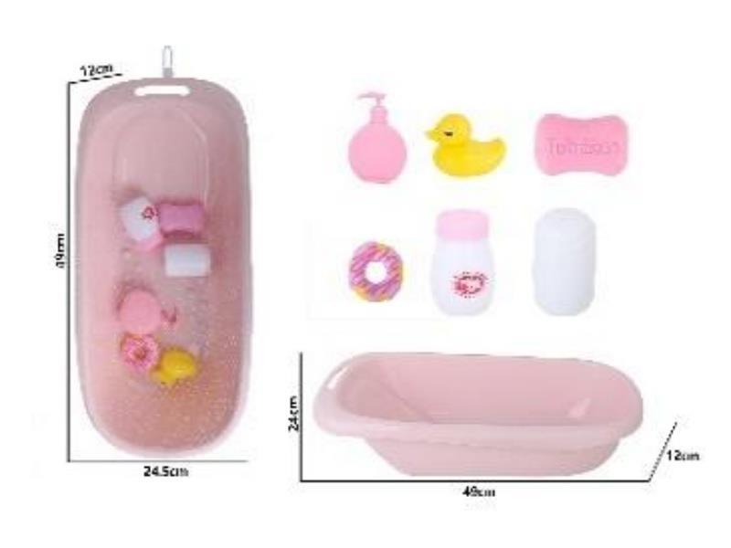 4 Pieces Of Doll Pink Bathtub Accessories