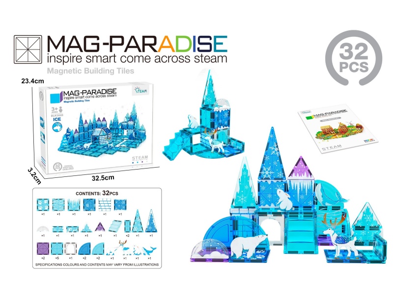 32 Pcs Ice And Snow Animals – Magnetic Tiles