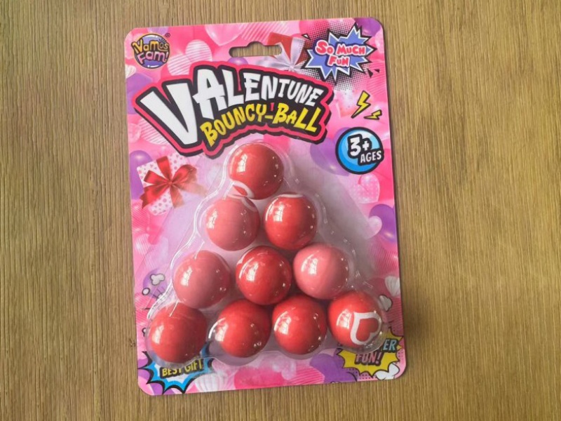 Bounce Ball 27Mm 10 Pieces, Blister Valentine'S Day Theme, Pink Love