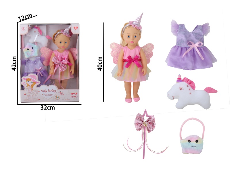 16-Inch Full-Body Rubber Doll (Without Ic, No Gender Features) Unicorn Girl Accessory