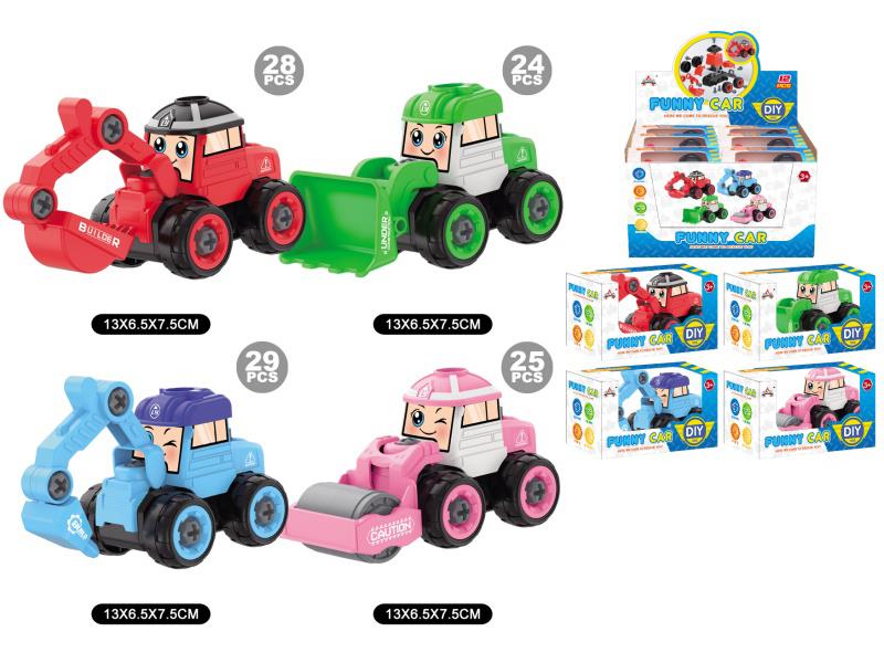 Diy Assembling Slide 4 Cartoonengineering Trucks (Small) 12-Piece Display Box