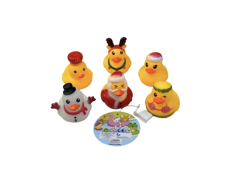 Six Thermoplastic Christmas Ducks For Bathroom Water Play And Christmas Gifts