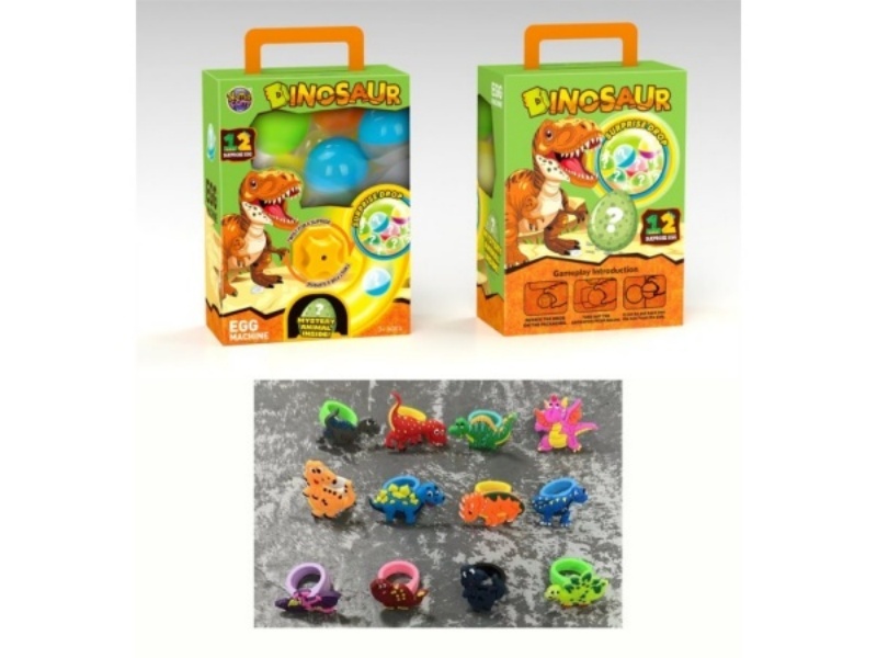 Twist Egg Machine Color Box 12 Ring Drops Glue Dinosaur Series