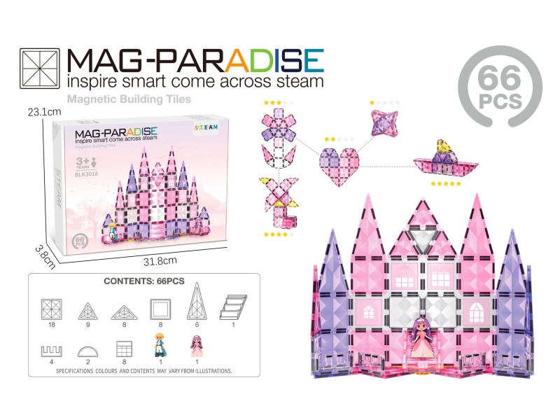 Star Diamond Magnetic Sheet -66 Pieces In Pink