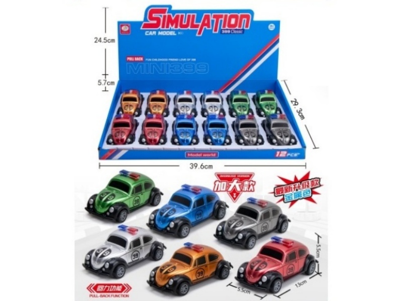 6-Color Return Power Beetle Police Car (Metallic Finish)