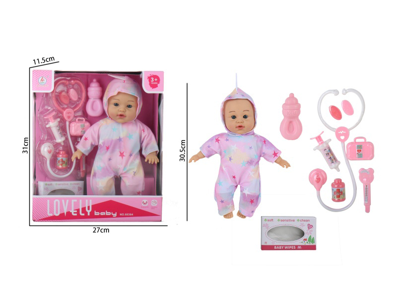 12-Inch Ic-Free Stuffed Doll Medical Accessories