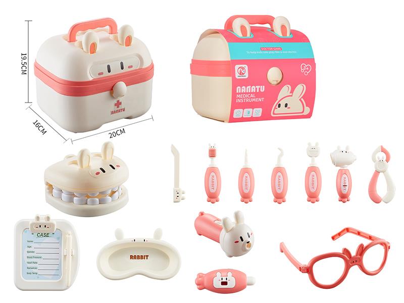 Rabbit Storage Box Medical Instrument Toys 14pcs