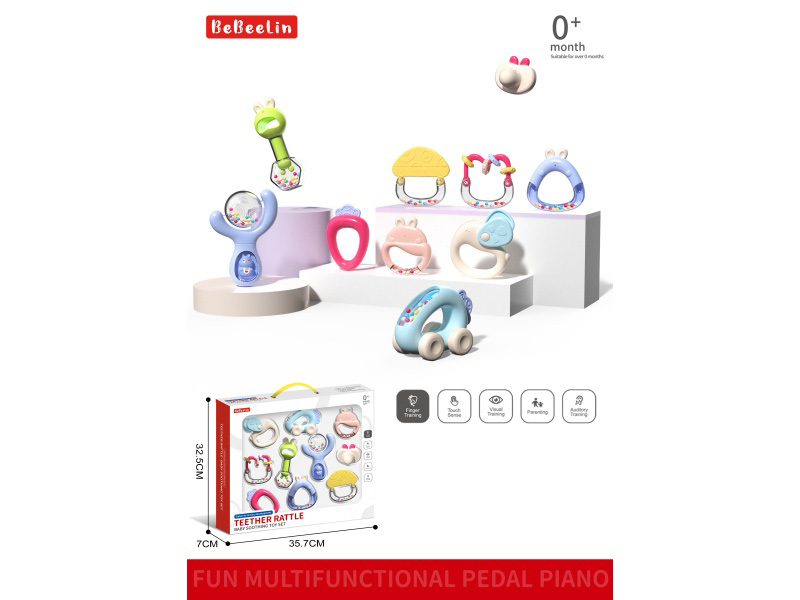 10-Piece Baby Hand Rattle Set (Can Be Boiled In Water)