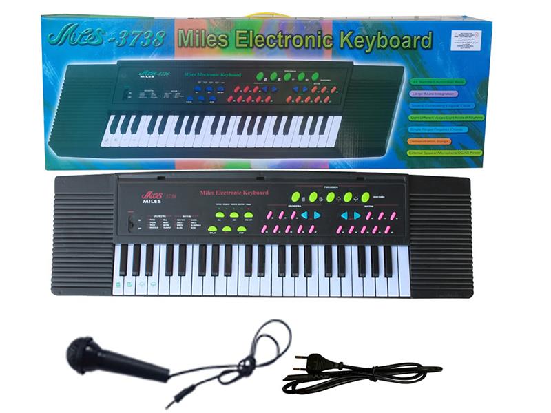 44 Keys Single Speaker Electronic Organ(Black, Built-In Power/Power Cable/Microphone)