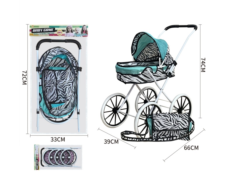 Zebra Fabric Iron Stroller Toy(Extra Large Wheel)