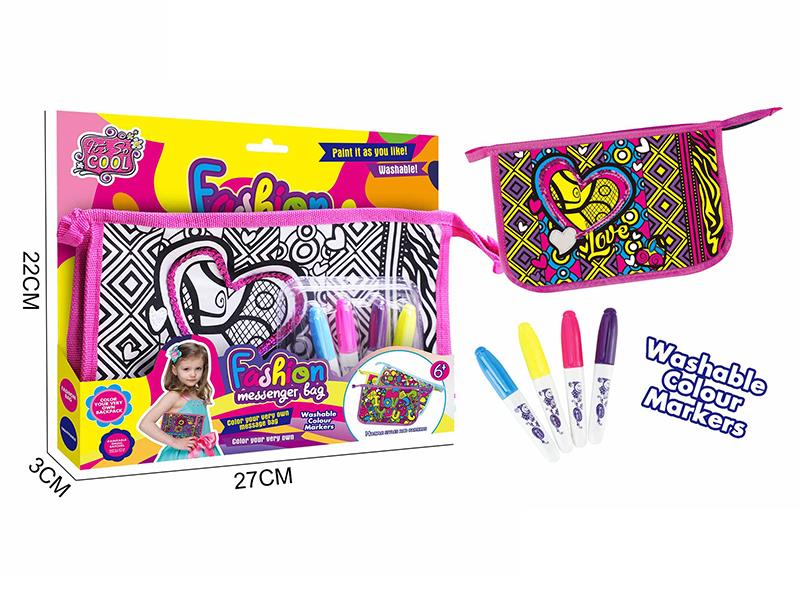 DIY Fashion Messenger Bag(4 Colors Washable Colour Markers)