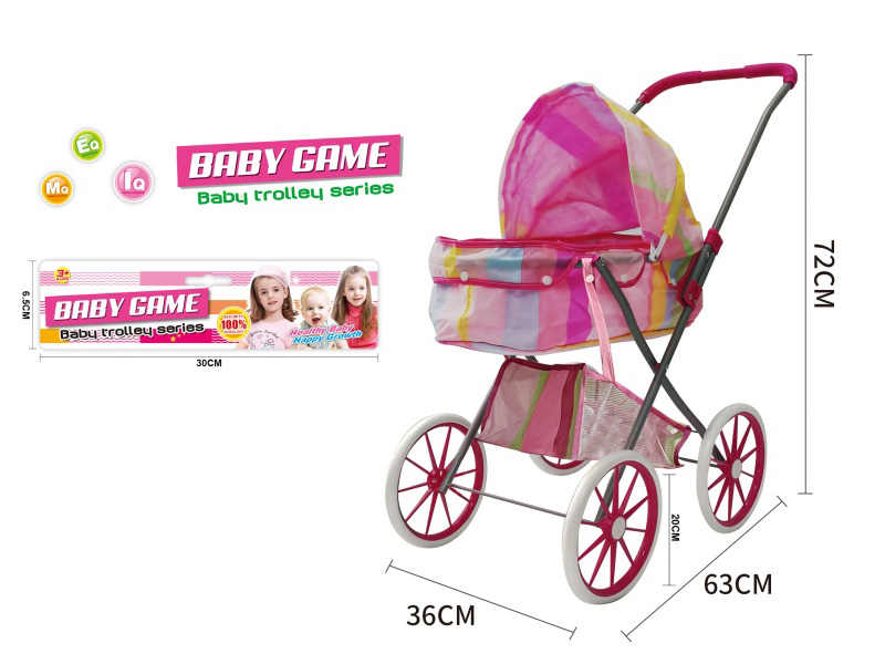 Double Layer Fabric Iron Stroller Toy(Large Wheel)