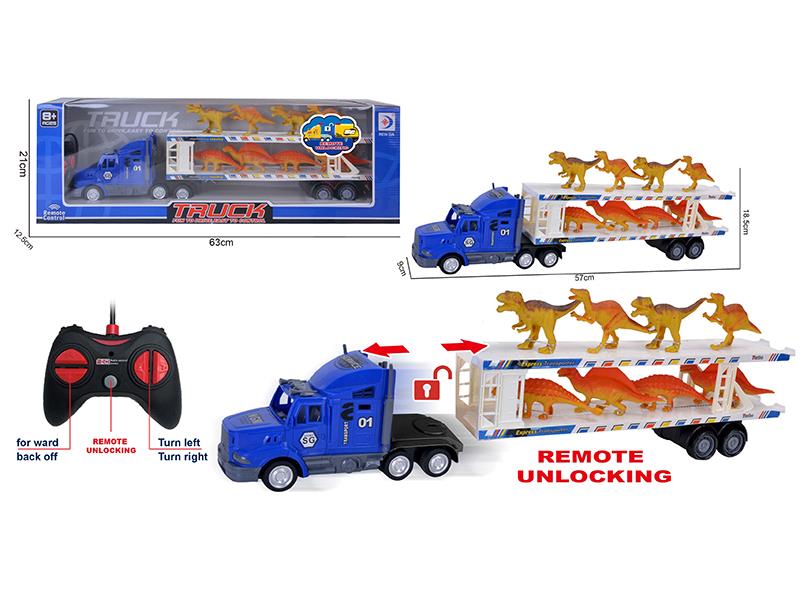 5-Channel Remote Control Container Car With 8 Dinosaurs(Remote Unlocking)