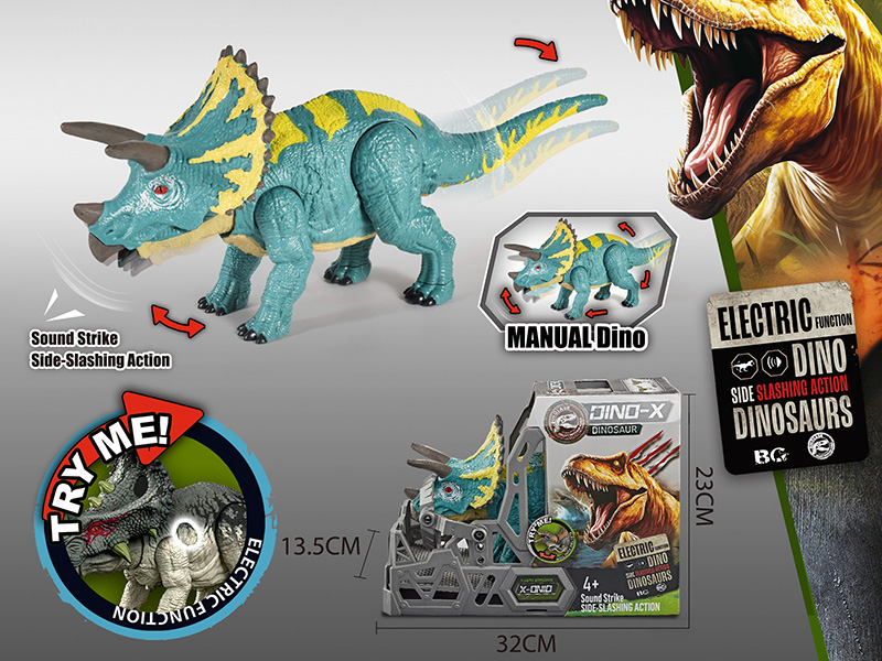 Manual Triceratops Toy With Action, Sound And Lights
