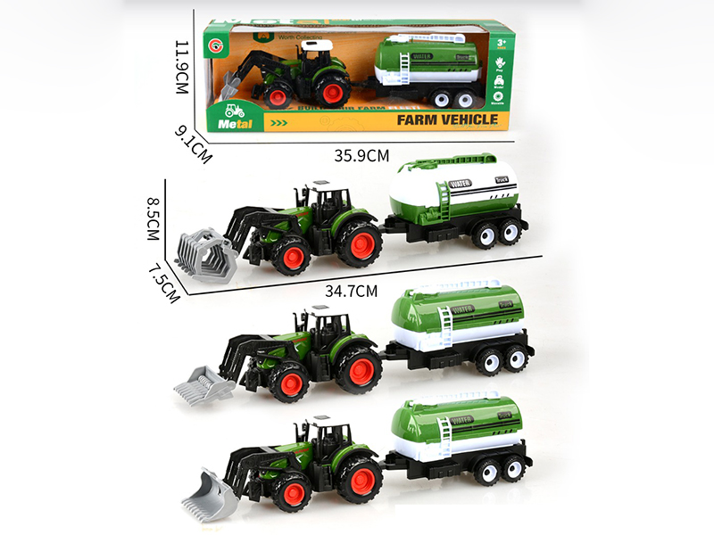 Pull Back Alloy Farm Tractor Set