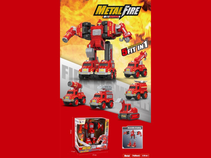 Five-In-One Robot Alloy Recoil Fire Engine