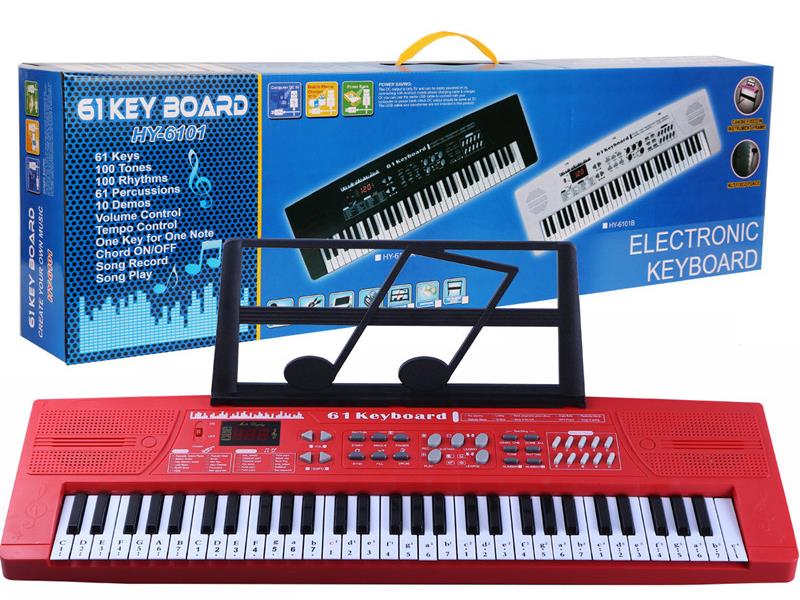 61 Keys Dual Speaker Digital Electronic Organ(Red, With USB, Microphone)