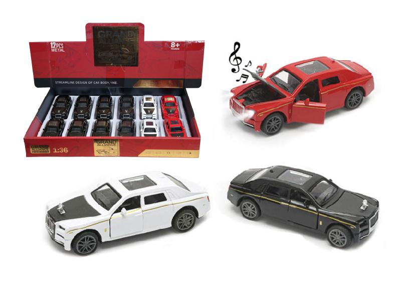 1:36 Rolls-Royce Phantom (12 Pieces/Display Box) With Lights And Music (3-Color Mixed Set)