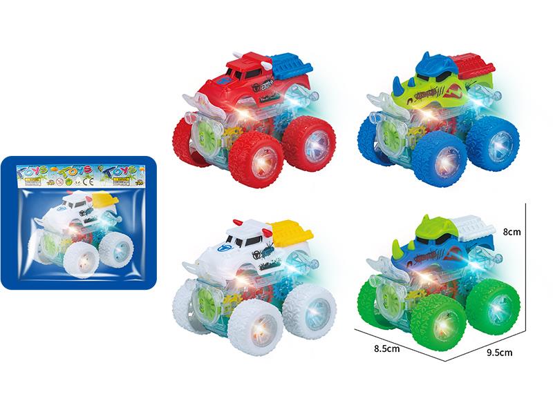 Dual Friction Stunt Gear Monster Car With Lights 1pcs