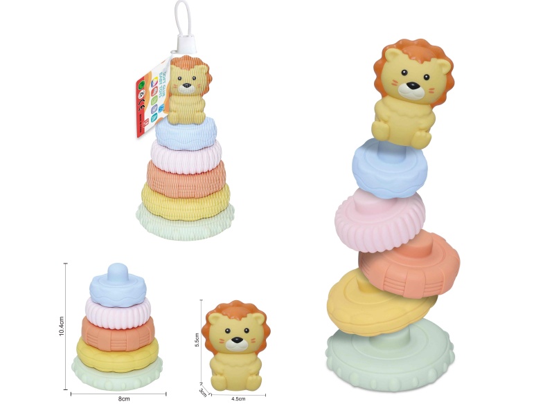Soft Plastic Animal Stacking Toy(Lion) 6pcs