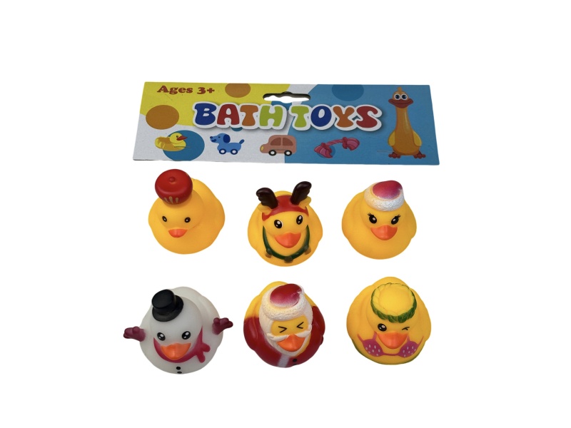 Six Thermoplastic Christmas Ducks For Bathroom Water Play And Christmas Gifts