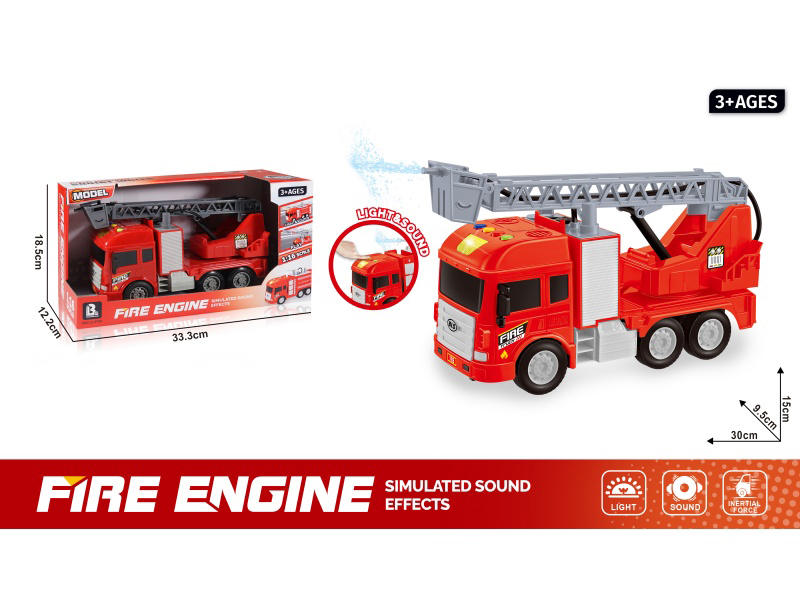 1:16 Sound And Light Inertial Ladder Sprinkler Fire Engine (Electricity Not Included :2*Aaa)