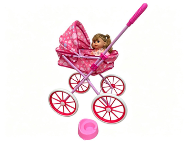 An Iron Baby Carriage With A 14-Inch Ic Urinating Doll