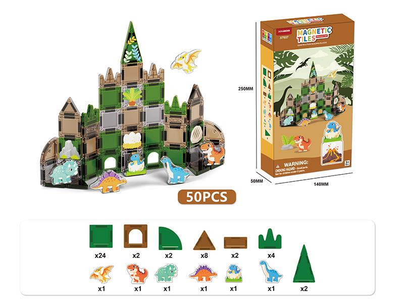 Dinosaur Theme Magnetic Building Blocks(3.75 Mini Size) 50pcs