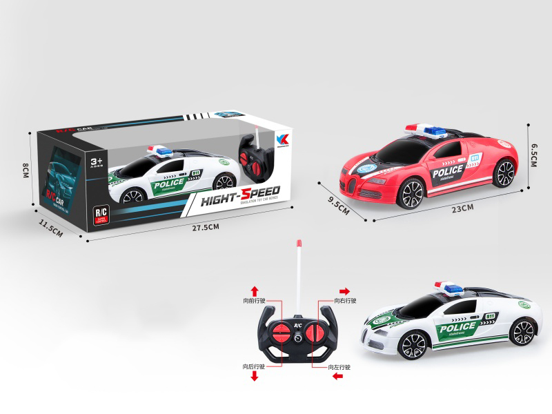 1:18 4CH Bugatti Remote Control Police Car: (No Battery, No Lights, No Music)