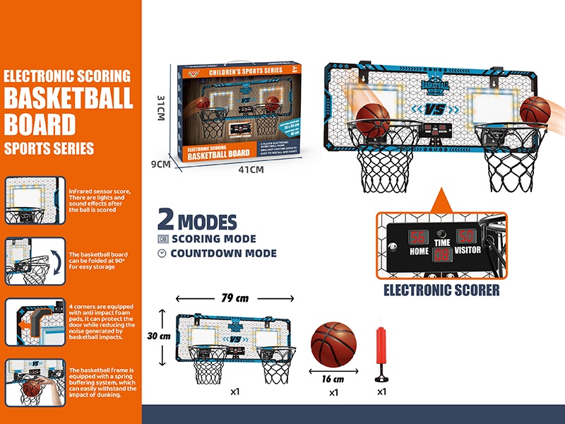 2-Player Foldable Electrnic Scoring Basketball Board With Lights