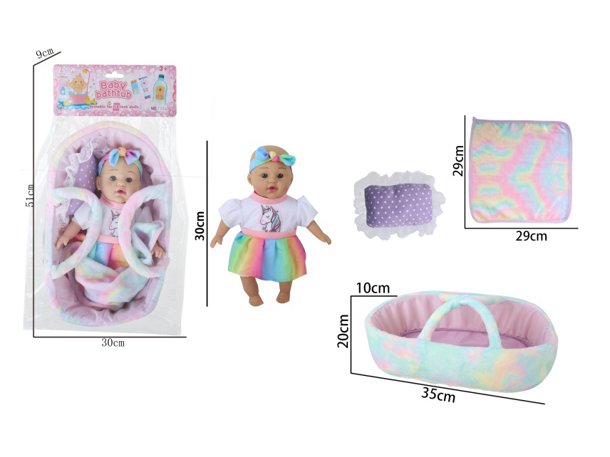 12-Inch Plastic Baby Sleep Basket Accessories With Rubber Coating And Stuffed Cotton Padding