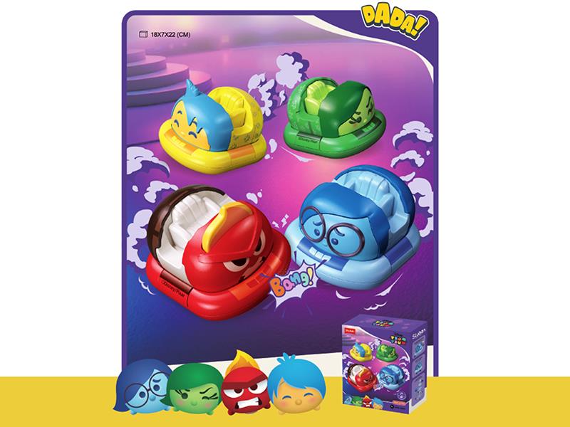 Disney Tsum Tsum Inside Out Series Assembly Double Pull Back Bumper Cars 4pcs