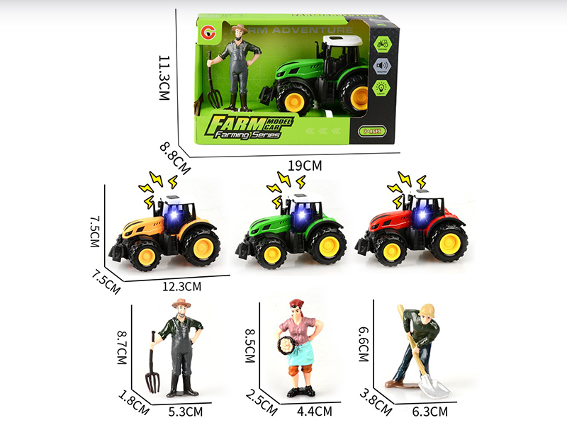 Friction Farm Tractor With Light And Sound + 1 Doll