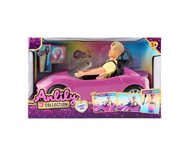 11.5-Inch Solid Doll Sports Car (Brown Skin)