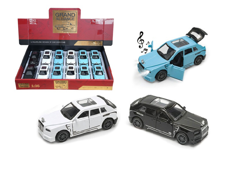 1:36 Force Alloy - Cullinan (12 Pieces/Display Box) With Lights And Music (3-Color Mixed Set)