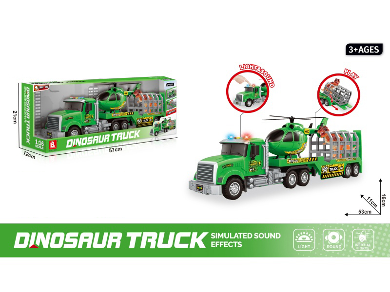 1:16 Sound And Light Inertial Dinosaur Transport Vehicle (Package 3*Ag13)