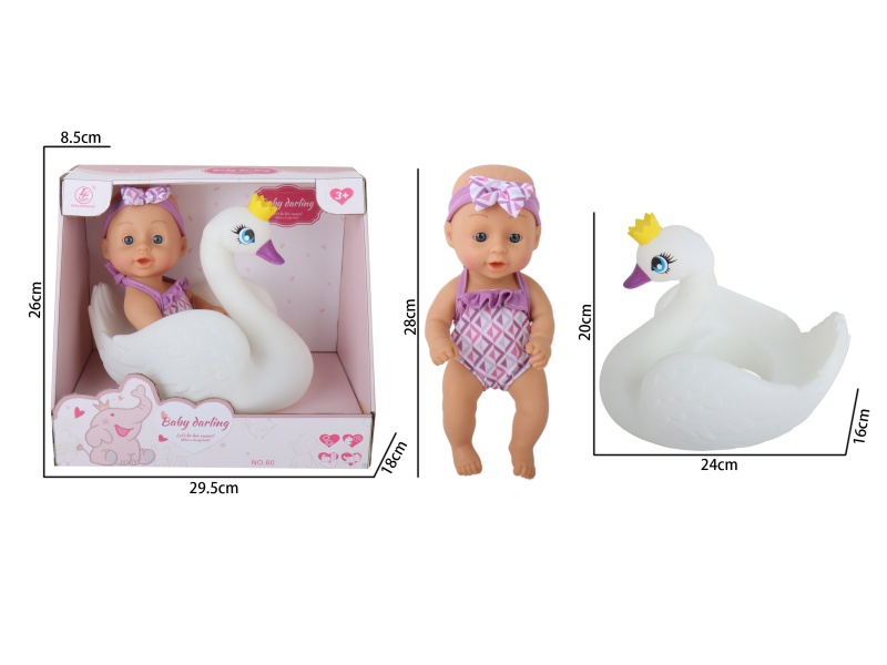 12-Inch Ic-Free Full-Body Rubber Doll All Full-Body Rubber Swan