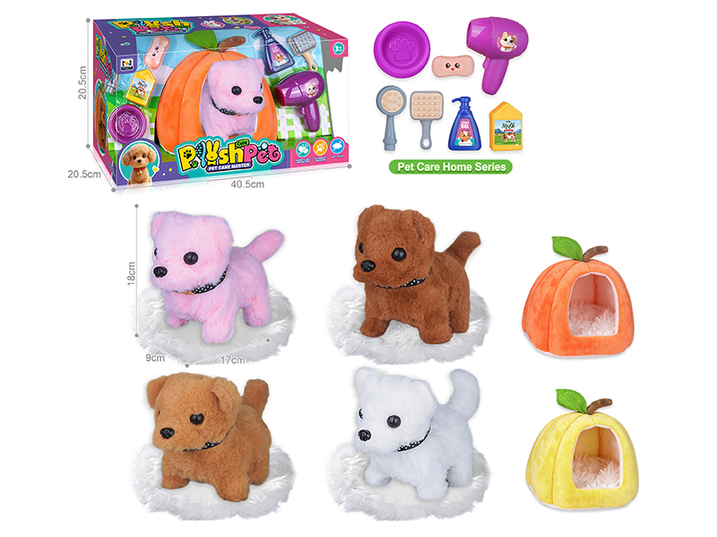 B/O Simulated Plush Pet Dog Large Dog House Pet Care Home Set