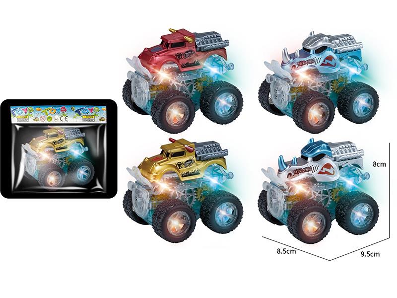 Dual Friction Stunt Gear Monster Car With Lights 1pcs