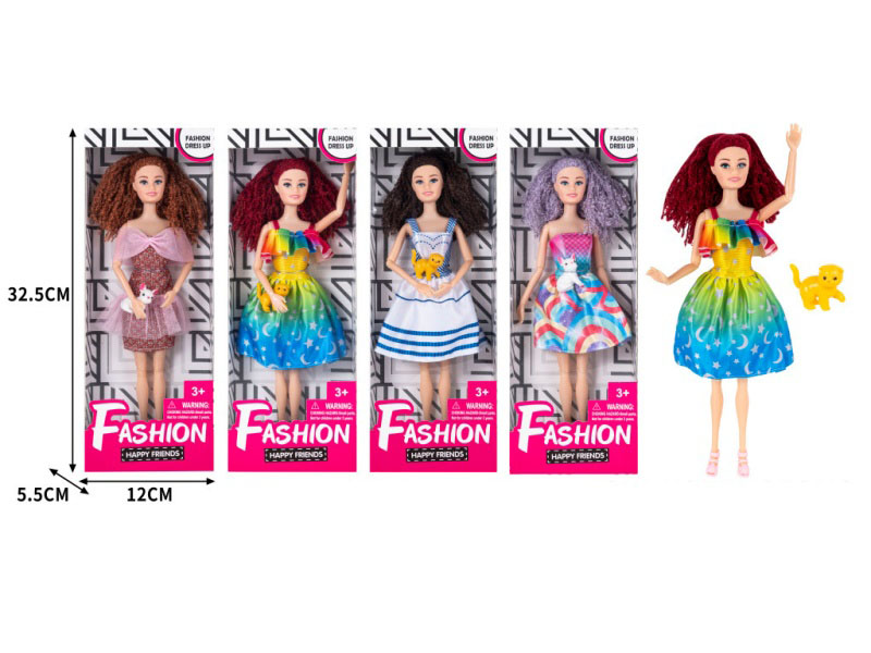 Fashionable Women'S Wear: 11.5-Inch Heavy 11-Joint Doll Princess, Paired With A Pet Dog